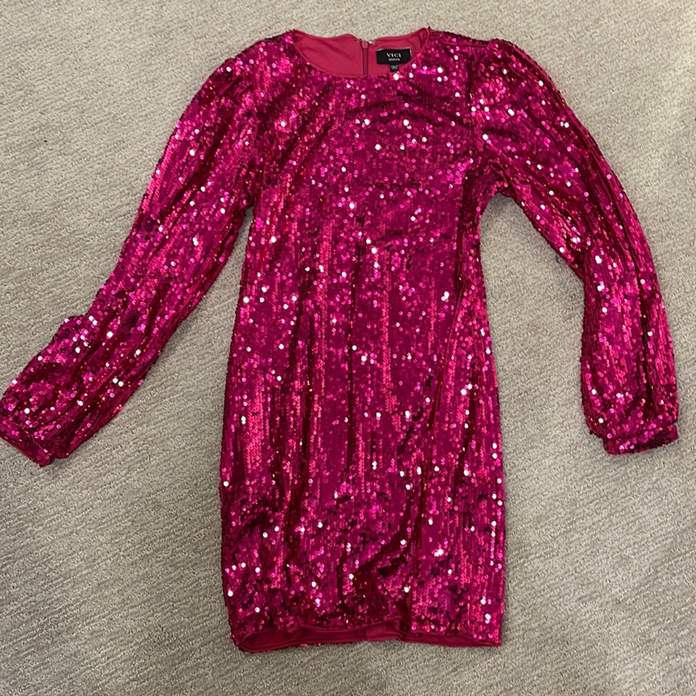 Women’s M Pink Sequin L/S dress